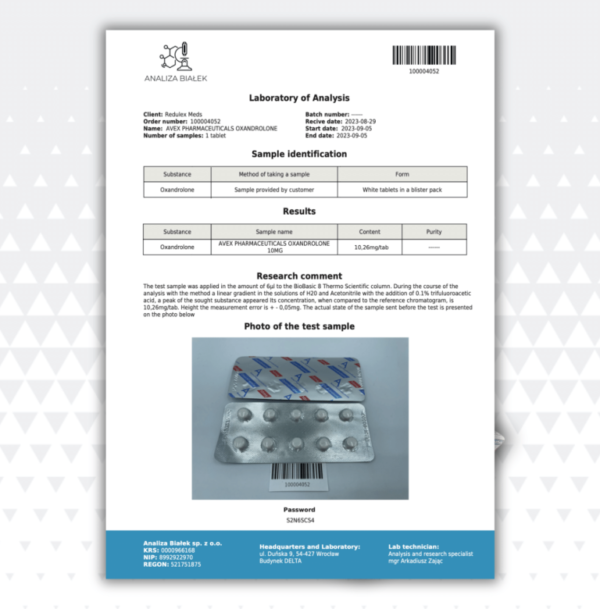 Oxandrolone (Anavar) (Avex Pharma) (100 Comprimidos x 10 mg) - Image 2